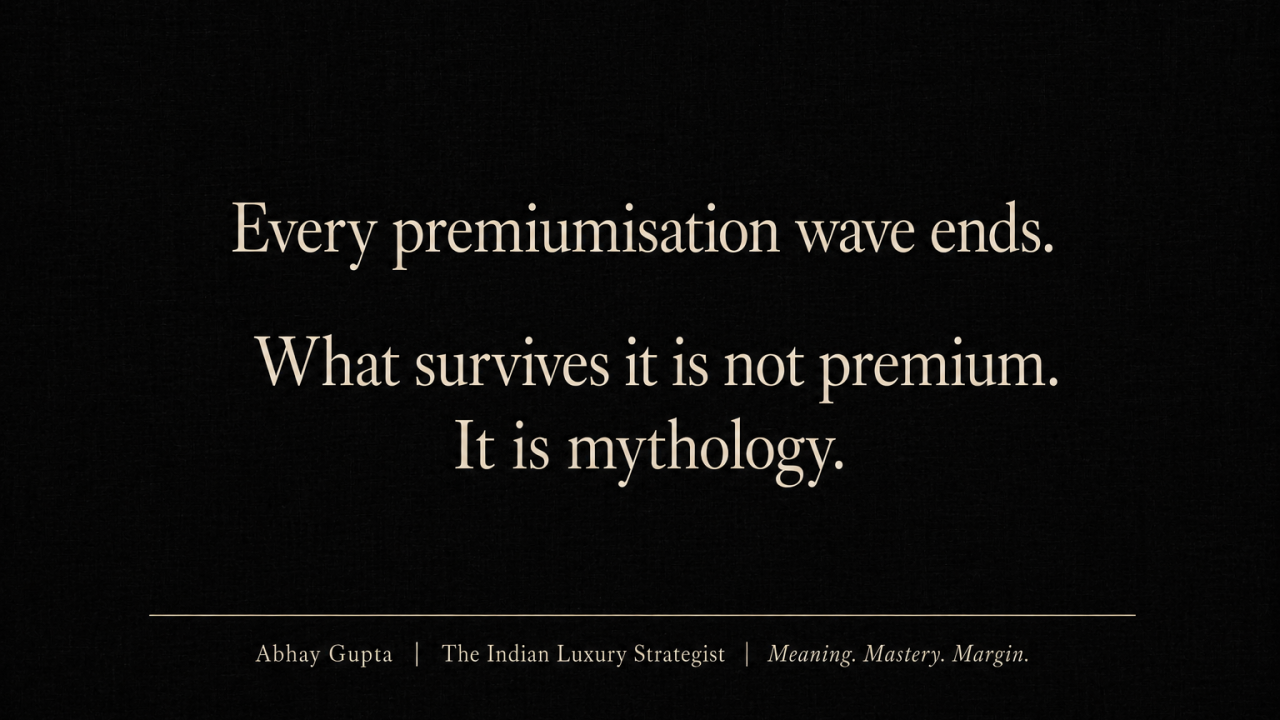 Every Premiumisation Wave Ends. What Survives is not Premium. It is Mythology.